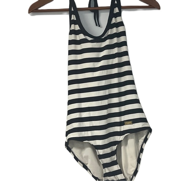 DKNY woman’s halter one piece black and white striped size 6 bathing suit - Picture 6 of 8
